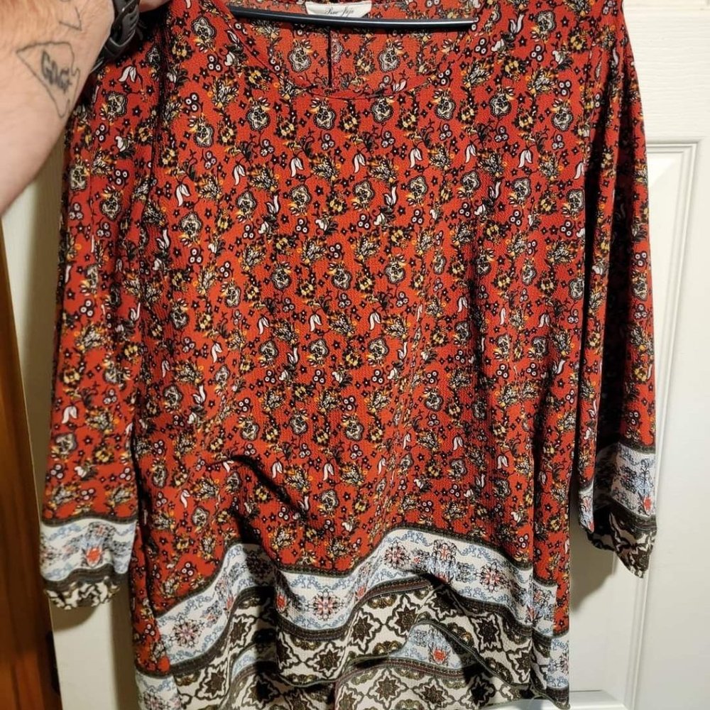 Orange Long-Sleeve Boutique Blouse (L)